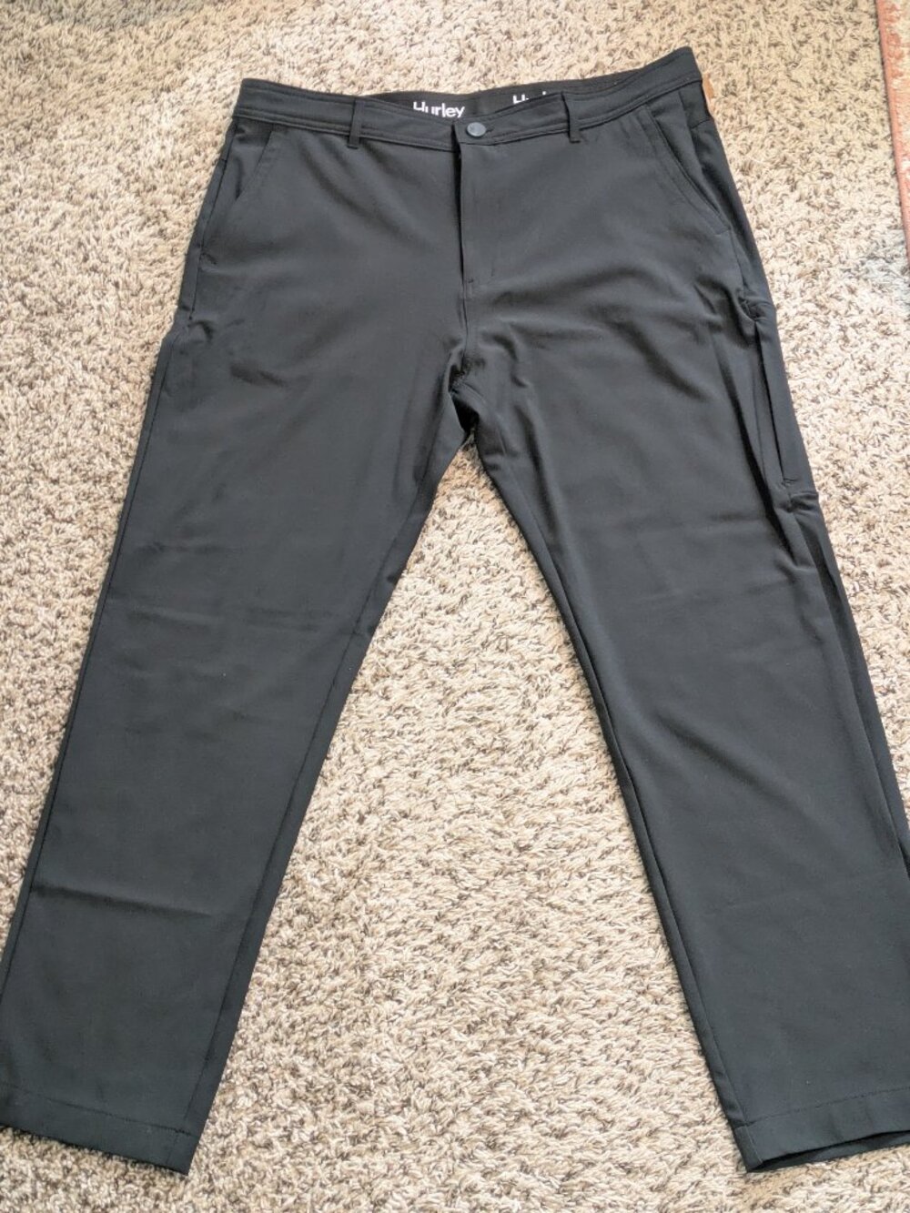 Hurley Men's Black Hybrid Performance Pants Stretch Tech Golf Mesh Pockets 36x32
